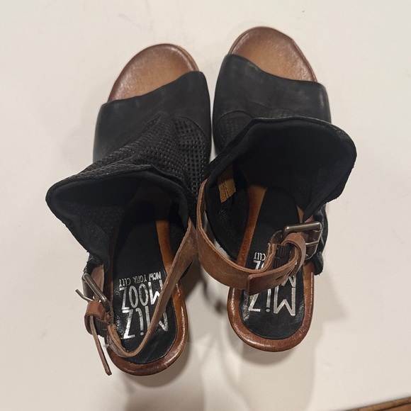 Miz Mooz Black Peep-Toe Sandals